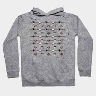 Funky Graphic Lips and Eyes Pattern Black, Pink, White Hoodie